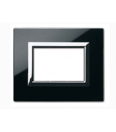 Placca Ave Vera Sistema 44 in Vetro 3 moduli nero assoluto 44PV3NAL