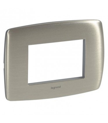 Teller Lergrand Vela rund Aluminium gebürstet 3 Module 685636