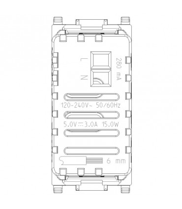 USB-Netzteil Vimar Plana 5V 3A 1 Modul Weiß 14292.