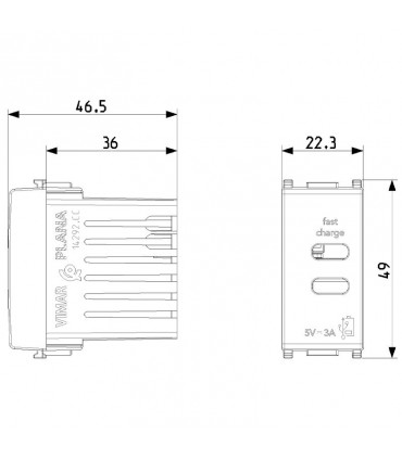 USB-Netzteil Vimar Plana 5V 3A 1 Modul Weiß 14292.