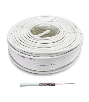 FTE Koaxialkabel für TVSAT 5mm aus PVC, weiß, 100 Meter K120EE