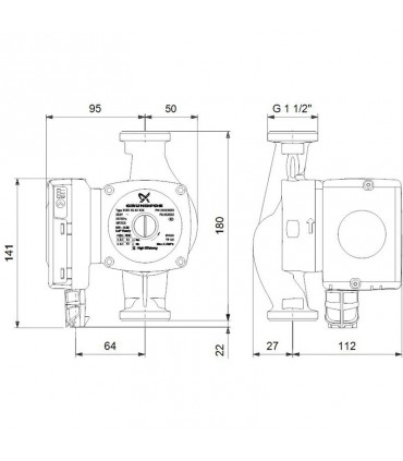 Grundfos UPS2 25-80 180 Geregelte Umwälzpumpen mit Nassläufer für Heizung 98707853