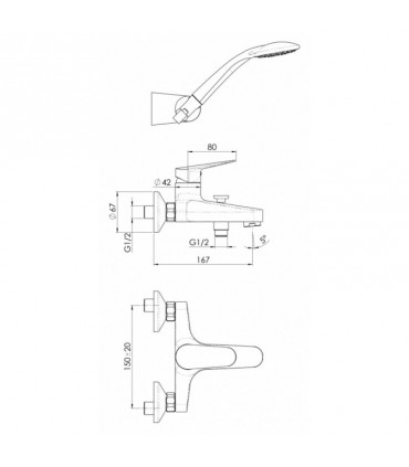 Nobili HOF Doppelte externe Wannenbatterie HF122110CR
