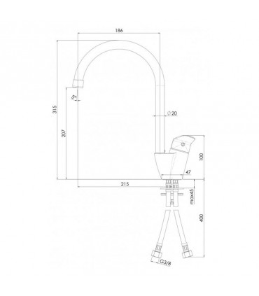 Nobili HOF Spültischbatterie mit hohem Auslauf HF122113CR