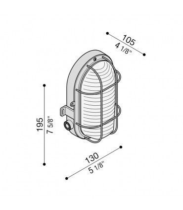 Lombardo ovale Wandleuchte mit Käfig, Farbe: grau, E27 IP44 LB41424