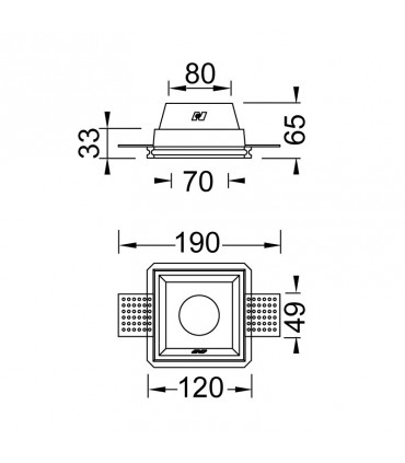 Nobile Gipseinbauleuchte für Gipskartondecken 9096