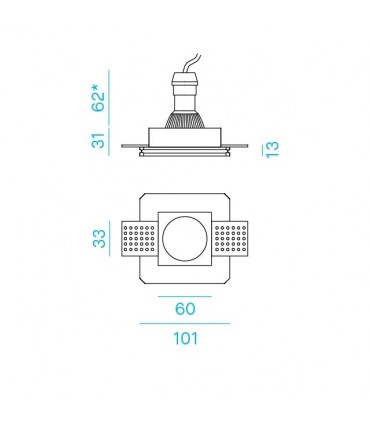 Nobile Gibseinbauleuchte für Gipskartondecke 9108