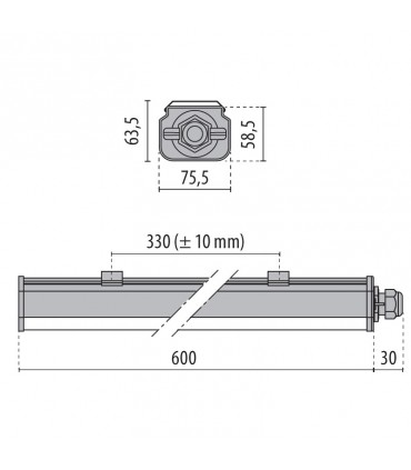 Prisma wasserdichte LED-Deckenleuchte 18W 0,6 Meter 305948