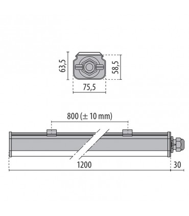 Prisma wasserdichte LED-Deckenleuchte 45W 1,2 Meter 305952