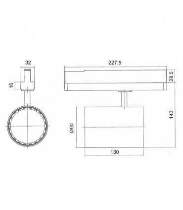 LED-Schienenlicht Side 35W 4000K Schwarz 67309-LBN-40