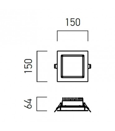 Redo viereckige LED-Einbauleuchte 18W 4000K 90° IP44 EVS02NW