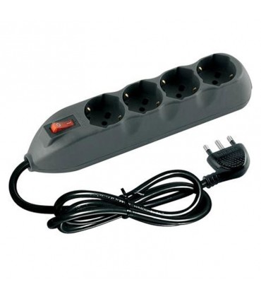 Bticino-Steckdosenleiste mit Poker 4 deutsche Steckdosen und Zweiwege-Schalter 10/16A anthrazit 3680GB