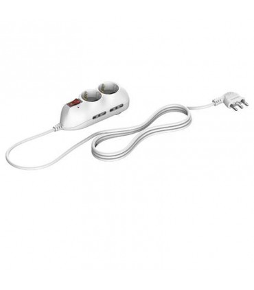 Bticino Slot-Steckdosenleiste 6 deutsche Steckdosen 4 Doppelsteckdosen 10/16A Schalter und Blitzschutz weiß 3696DBF