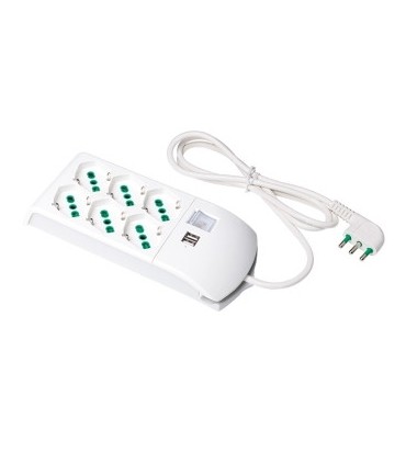 Fanton Steckdosenleiste mit 3+3 Schuko Steckdosen und USB 410350