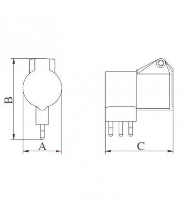 Fanton Industrieadapter mit italienischem Stecker und CEE 73000 Steckdose