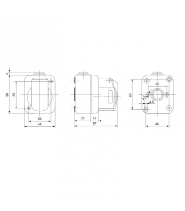 Gewiss Industrie-Wandsteckdose 2P+E 16A IP44 GW26222