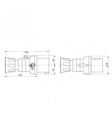 Gewiss mobiler Stecker 3P+N+E 32A IP44 rot 380V GW60020H