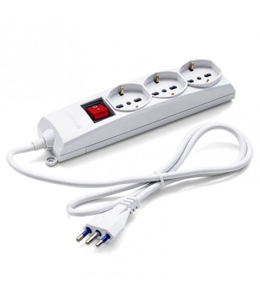 Universal-Multisockel für 3 Steckdosen mit Schalter