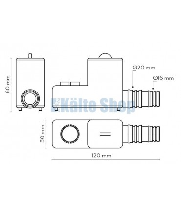 Siphon Micro m. horizontalem Auslauf o. Gehäuse