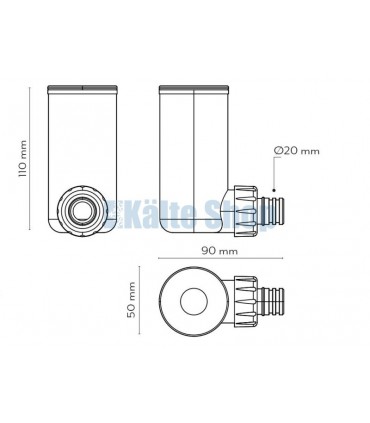 Siphon Mini m. horizontalem Auslauf o. Gehäuse