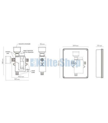 Siphon Double mit horizontalem Auslauf o. Gehäuse