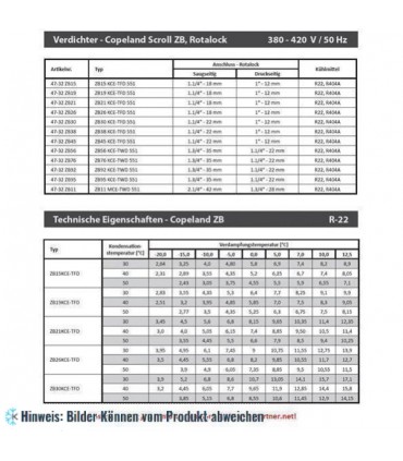 Kompressor Copeland Scroll ZB38KCE-TFD-551, R404A, 380-420V