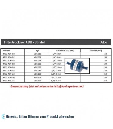 Filtertrockner ALCO, ADK-032, 1/4" SAE, Bördelanschlüsse, 003595
