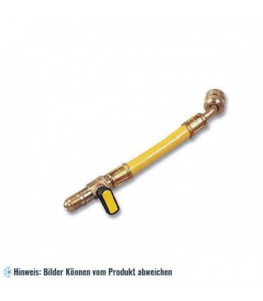 Füllschlauch "W" 15cm, Anschlüsse 1/4 SAE F 90° x 1/4 SAE M mit Drücker WIGAM V/WSA/4M-4/6