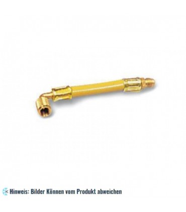 Füllschlauch "W" 15cm, Anschlüsse 1/4 SAE F 90° x 1/4 SAE M mit Drücker WIGAM WSL/4M-4/6