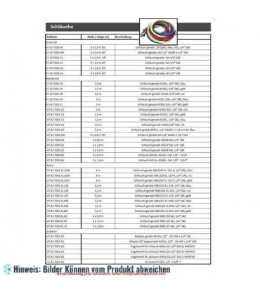 Kältemittel Füllschlauch Satz 3 x 1,2 m (rot, blau, gelb) 1/4" SAE, R134a
