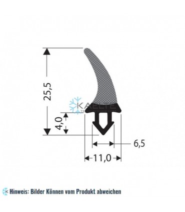 Eindrückprofil Gummi schwarz für Drehtür 1m (25,5x11)