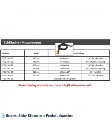 Füllschlauch mit Ventil 1/2" ACME Schnellkupplung 1/4"SAE x 13 mm