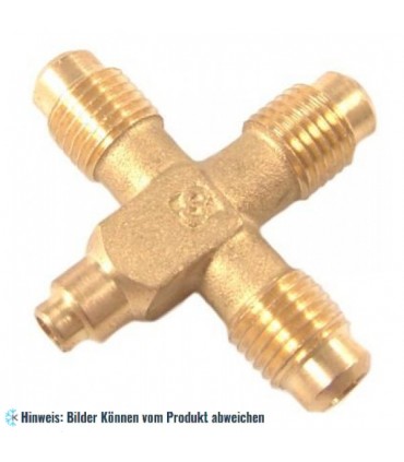 Messing Kreuzstück + - 1/4" SAE x 1/4" SAE + 1/4" SAE + 06 ODS