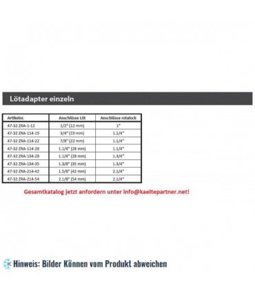 Lötadapter Rotalockventil, 1" - 12 mm für Kompressoren