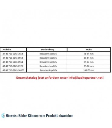 Kupfer Reduziernippel a/i 89 - 64 mm, 5243