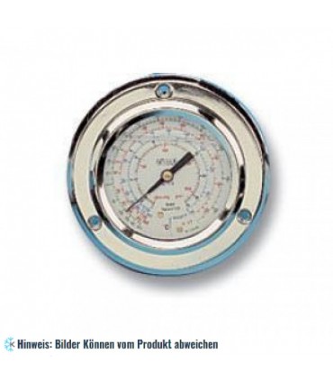 Manometer Ø60, Ölfüllung, Klasse 1.6, Anschluß auf der Rückseite, Flanschbefestigung und Edelstahl-Gehäuse WIGAM ML60/38C4FA/A8