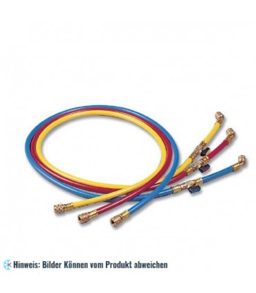 Füllschläuche Set W 150cm 3 Stück, Anschlüsse gerade x 45° mit Drücker mit blister WIGAM 3WSA/4-4/56V4/BRY