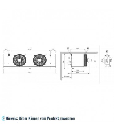 Verdampfer ECO GCE312F8ED, 4.96 kW (dT 8 st., R404) mit Abtauung