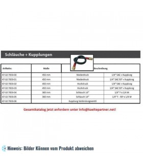 Füllschlauch Niederdruck 450 mm 1/4" SAE + Schnellkupplung