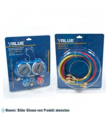 2 Wege Monteurhilfe, R134a, R404A, R407, + Schläuche 3 x 120cm