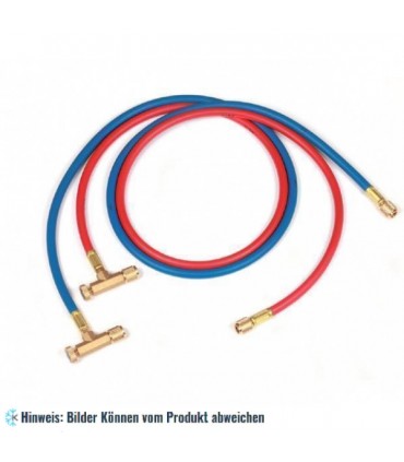 Füllschlauch 150cm blau, Anschlüsse 45° x gerade mit Lock-Valve WIGAM LV/GYLS/5-5/60/B