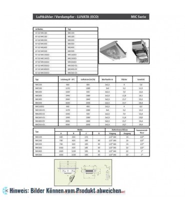 Verdampfer ECO MIC301, 2,58 kW, Lüfter 3x230 mm (Nachfolger für MIC300)
