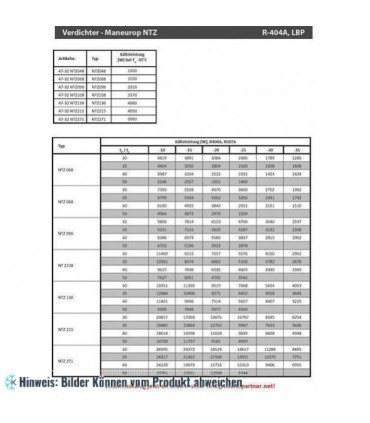 Kompressor Maneurop NTZ136A4LR1A, LBP - R404A, R507, 400V, 50Hz