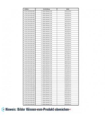 Kupfer T-Stück reduziert i/i/i 28-22-28 mm, 5130