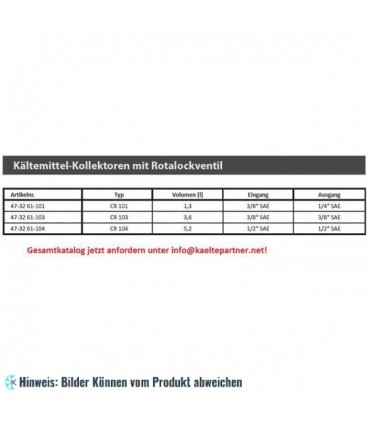 Kältemittelsammler mit Ventil Rotalock CR 104 5.2 l, Anschluss - VST