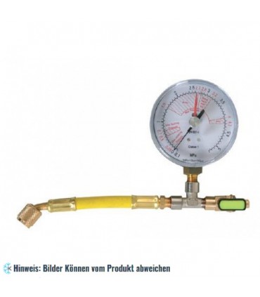 Füllschlauch 1/4"SAE mit ø80 Manometer, Klasse 1,0 WIGAM V/WSA/1M-4/6Y/PF80/N2-K1