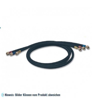 Füllschläuche Set "HD" 150cm 3 Stück blau, rot, gelb Anschlüsse gerade x 45° mit Drücker mit blister WIGAM 3HDSA/4-4/60/BRY