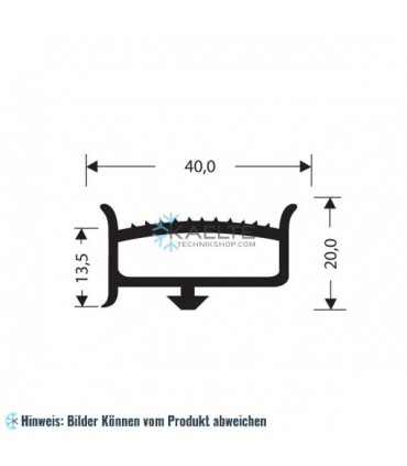 Gummidichtungsprofil grau 1m (40x20)