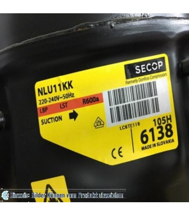 Kompressor Danfoss Secop NLU11KK, LBP - R600a, 220-240V, 50Hz, 105H6138 - nicht lieferbar, ersetzt durch Nachfolger
