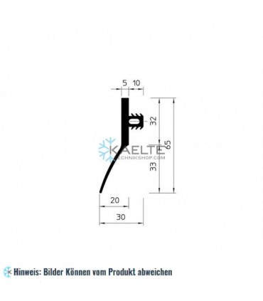 Eindrückprofil Gummi grau für Drehtür in Kühlraum (65x30)